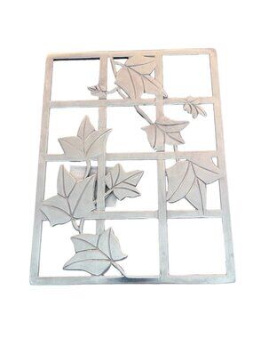 Vintage Metal Lattice Trivet Ivy Leaf Vine Design 7x9 Rectangle
